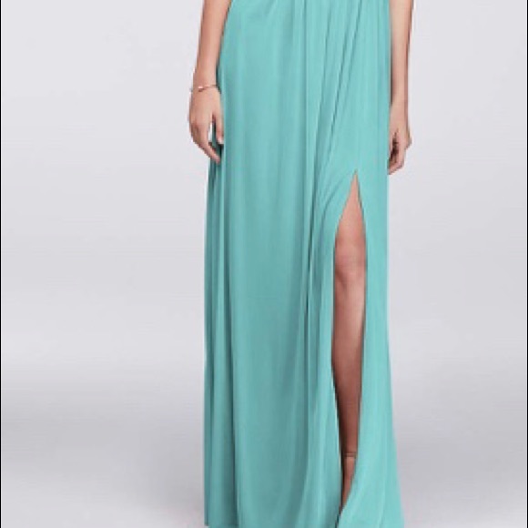 Prom or bridesmaid dress turquoise mesh lace - Picture 2 of 2